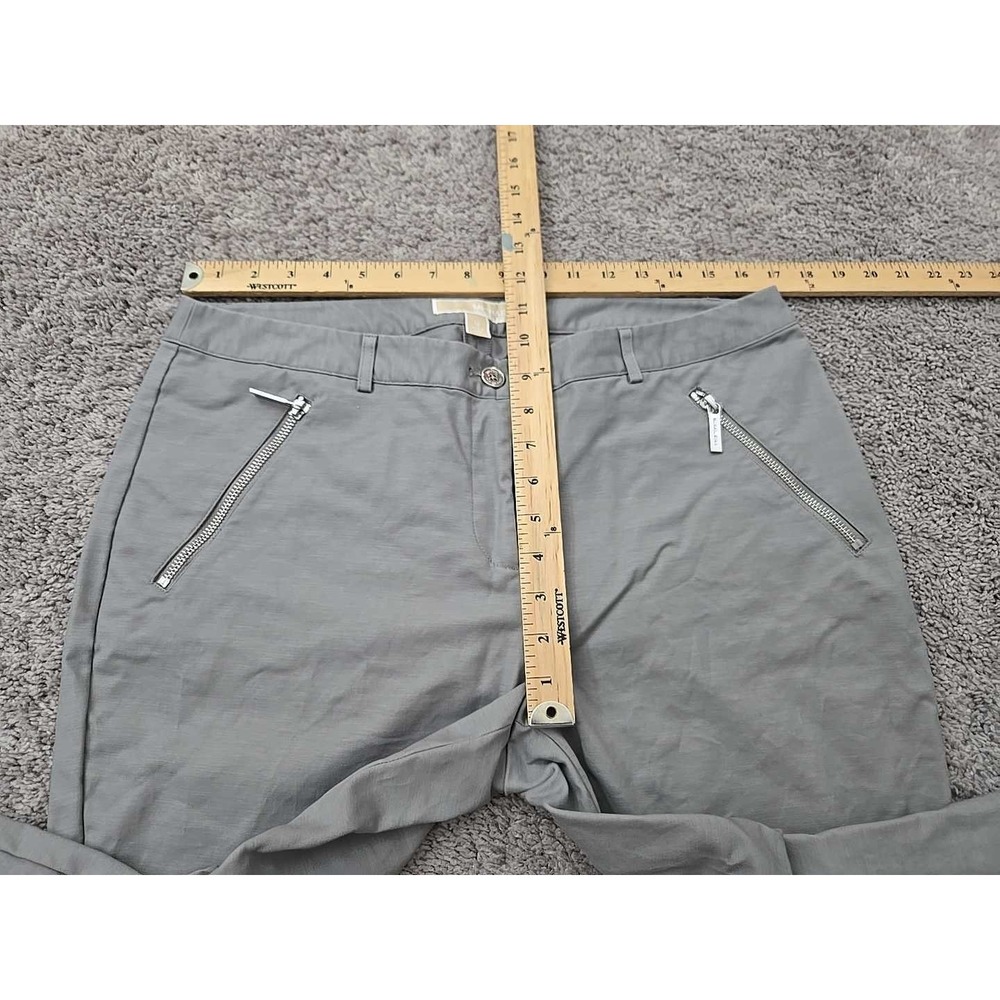 Michael Kors Chino Pants Womens 12 Gray Mid Rise Zip Pockets Office Casual - Picture 3 of 8